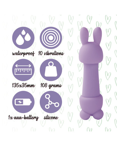 Мінівібратор FeelzToys Magic Bunny Purple з двома насадками - Фото №5