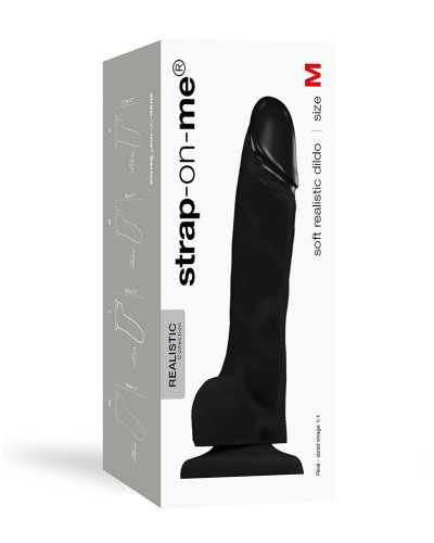 Реалистичный фаллоимитатор Strap-On-Me SOFT REALISTIC DILDO Black - Size M - Фото №3