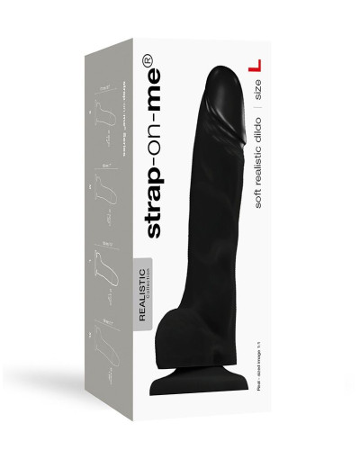 Реалістичний фалоімітатор Strap-On-Me SOFT REALISTIC DILDO Black - Size L - Фото №1