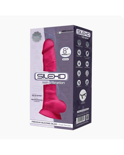 Фаллоимитатор с вибрацией SilexD Vetus Vibro Pink (MODEL 1 size 8in), двухслойный, диаметр 4,2см - Фото №2