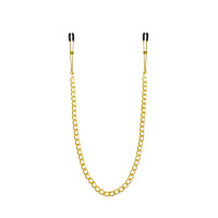 Тонкі затискачі для сосків з ланцюжком Feral Feelings - Chain Thin nipple clamps, золото/чорний