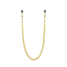 Тонкі затискачі для сосків з ланцюжком Feral Feelings - Chain Thin nipple clamps, золото/чорний