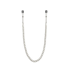 Тонкие зажимы для сосков с цепочкой Feral Feelings - Chain Thin nipple clamps, серебро/черный