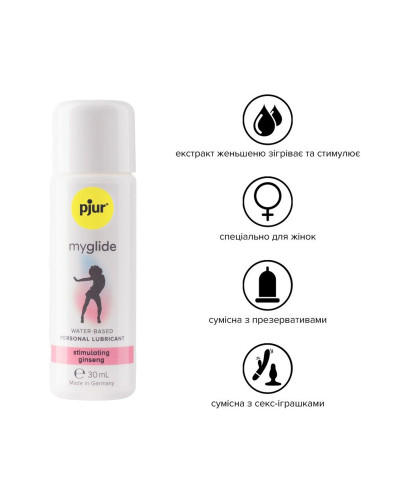 Збуджувальна змазка на водній основі pjur my glide 30 мл, з женьшенем, зігріває - Фото №2