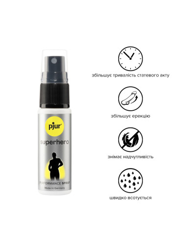 Пролонгувальний спрей pjur Superhero Spray 20 мл, всотується в шкіру, натуральні компоненти - Фото №2