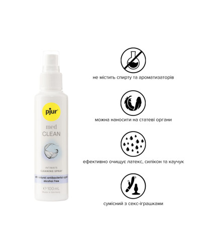 Очищувальний спрей pjur med CLEAN 100 мл для ніжної шкіри та іграшок, антибактеріальний - Фото №2