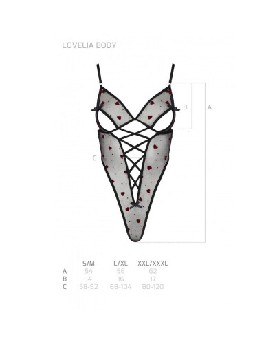 Эротическое боди с рисунком Passion LOVELIA BODY L/XL, black - Фото №7