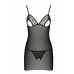 Сорочка с вырезами на груди, стринги Passion LOVELIA CHEMISE S/M, black - Фото №5