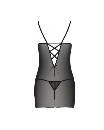 Сорочка с вырезами на груди, стринги Passion LOVELIA CHEMISE S/M, black - Фото №6