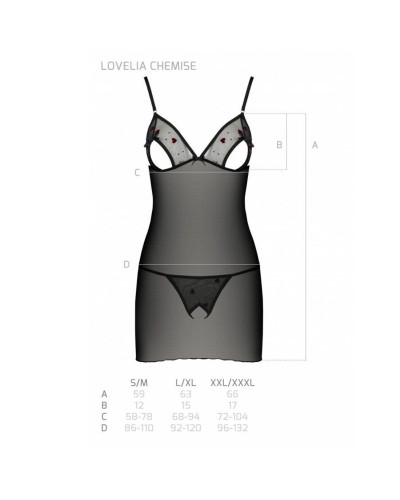 Сорочка с вырезами на груди, стринги Passion LOVELIA CHEMISE S/M, black - Фото №7