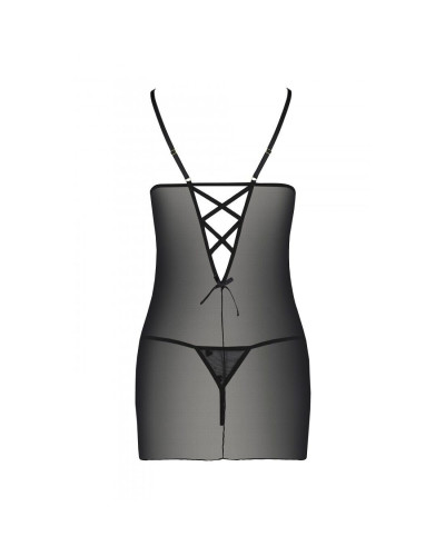 Сорочка с вырезами на груди, стринги Passion LOVELIA CHEMISE XXL/XXXL, black - Фото №6