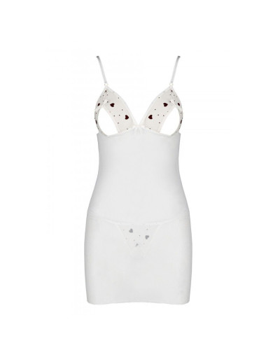 Сорочка з вирізами на грудях, стрінги Passion LOVELIA CHEMISE S/M, white - Фото №5