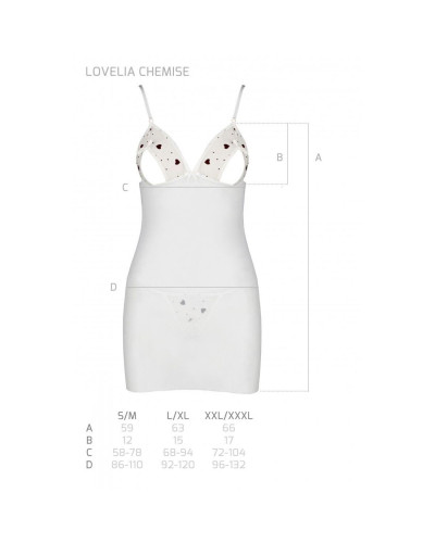 Сорочка з вирізами на грудях, стрінги Passion LOVELIA CHEMISE S/M, white - Фото №7