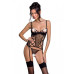 Корсет з підв'язками, стрінги Passion LOVELIA CORSET L/XL, black - Фото №1
