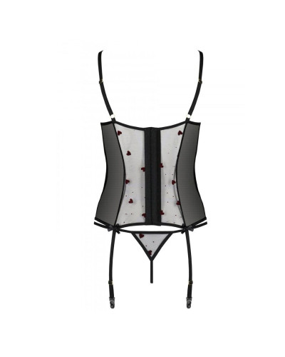 Корсет з підв'язками, стрінги Passion LOVELIA CORSET L/XL, black - Фото №6
