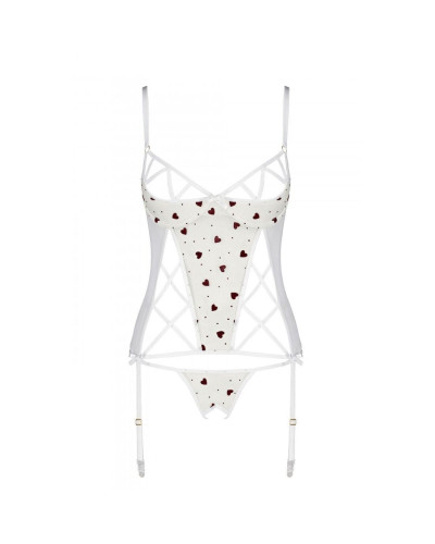 Корсет з підв'язками, стрінги Passion LOVELIA CORSET XXL/XXXL, white - Фото №5