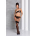 Сексуальний комплект з поясом для панчіх Passion LOVELIA SET XXL/XXXL, black - Фото №3
