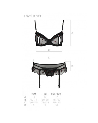 Сексуальний комплект з поясом для панчіх Passion LOVELIA SET XXL/XXXL, black - Фото №7