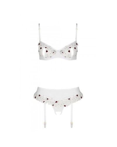 Сексуальний комплект з поясом для панчіх Passion LOVELIA SET L/XL, white - Фото №5