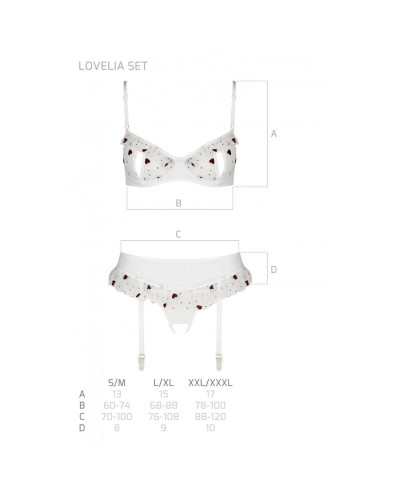 Сексуальний комплект з поясом для панчіх Passion LOVELIA SET S/M, white - Фото №7