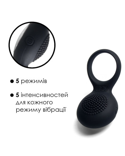 Ерекційне кільце з вібрацією Svakom Tyler Black - Фото №3