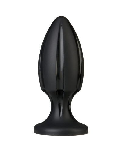 Анальный плаг с каналами для смазки Doc Johnson Platinum Premium Silicone — The Rocket — Black - Фото №1