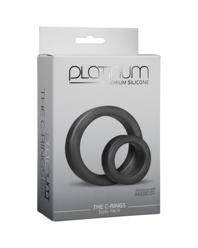 Набір ерекційних кілець Doc Johnson Platinum Premium Silicone — The C-Rings — Charcoal - Фото №2