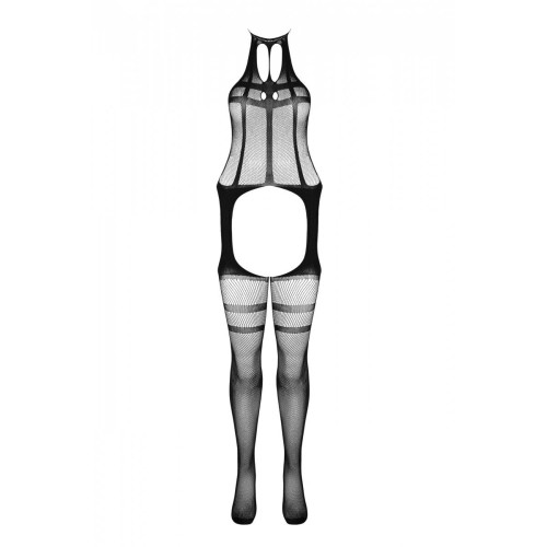 Сітчастий тілесний бодістокінг з коротким топом та підв'язками Casmir CA008