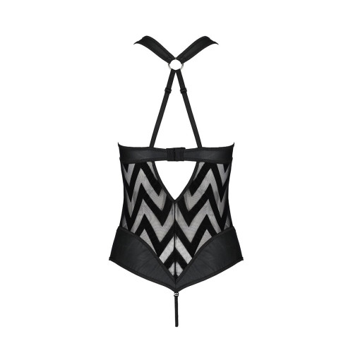 Сітчастий боді з халтером та ритмічним малюнком Passion Hima Body XXL/XXXL, black