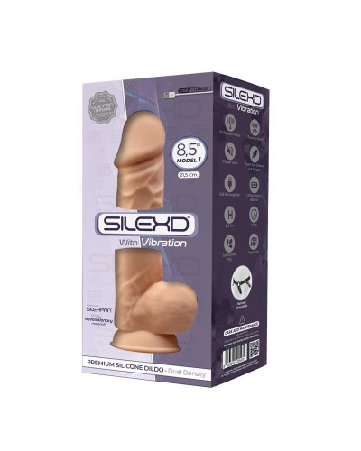 Фалоімітатор з вібрацією SilexD Norman Vibro Flesh (MODEL 1 size 8,5in), двошаровий, діаметр 5 см - Фото №2