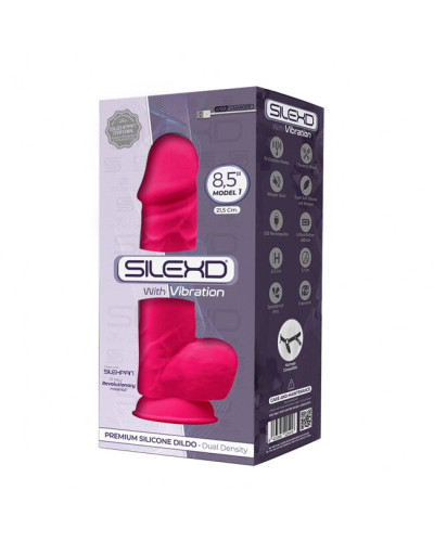 Фаллоимитатор с вибрацией SilexD Norman Vibro Pink (MODEL 1 size 8,5in), двухслойный, диаметр 5см - Фото №2