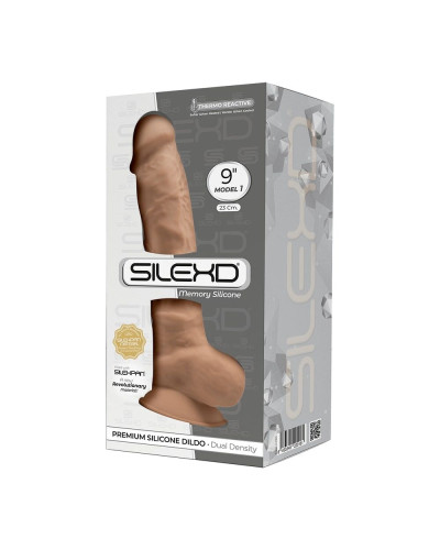 Фалоімітатор SilexD Tomas Caramel (MODEL 1 size 9in), двошаровий, силікон + Silexpan, діаметр 4,9см - Фото №3