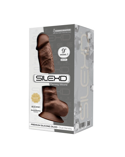 Фалоімітатор SilexD Tomas Brown (MODEL 1 size 9in), двошаровий, силікон + Silexpan, діаметр 4,9см - Фото №3