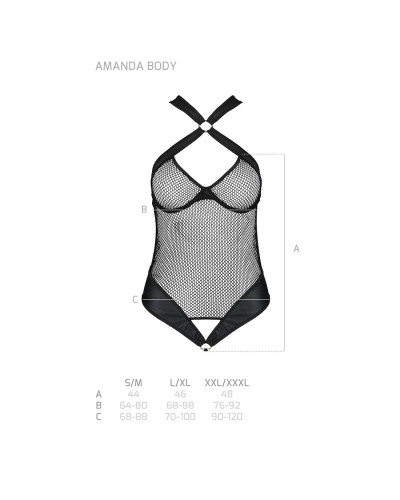 Сетчатый боди с халтером Passion Amanda Body S/M, black - Фото №5