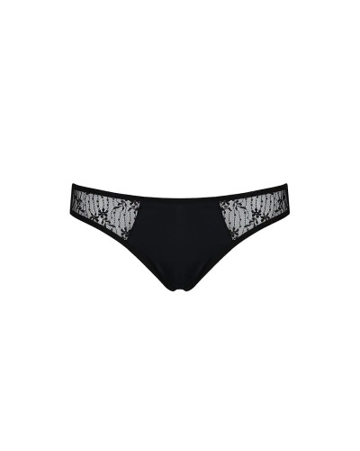 Трусики-сліпи з мереживною сіточкою Passion DINA THONG XXL/XXXL, black - Фото №5