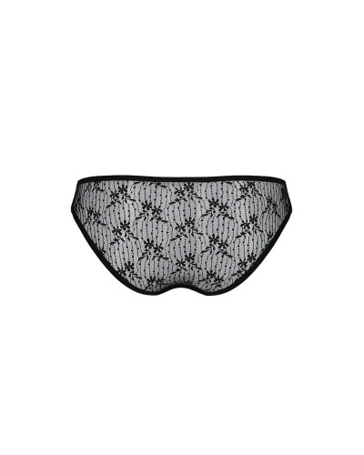 Трусики-сліпи з мереживною сіточкою Passion DINA THONG XXL/XXXL, black - Фото №6
