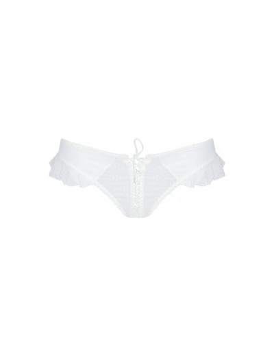 Трусики в горошок, з рюшами та шнурівкою Passion FATIN THONG S/M, white - Фото №5