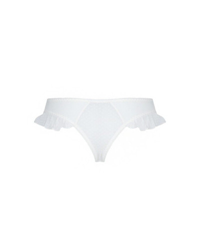 Трусики в горошок, з рюшами та шнурівкою Passion FATIN THONG S/M, white - Фото №6