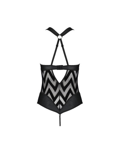 Сетчатый боди с халтером и ритмичным рисунком Passion Hima Body XXL/XXXL, black - Фото №4