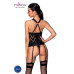 Сітчастий комплект з візерунком Passion HIMA CORSET L/XL black корсет з халтером, підв'язки, трусики - Фото №2