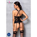 Сітчастий комплект з візерунком Passion HIMA CORSET L/XL black корсет з халтером, підв'язки, трусики - Фото №4