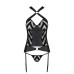 Сітчастий комплект з візерунком Passion HIMA CORSET L/XL black корсет з халтером, підв'язки, трусики - Фото №5