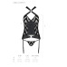 Сітчастий комплект з візерунком Passion HIMA CORSET L/XL black корсет з халтером, підв'язки, трусики - Фото №7