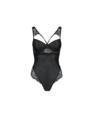 Боді з еко-шкіри та мережива Passion LOONA BODY L/XL, black - Фото №3