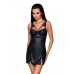 Бэби-долл из эко-кожи и кружева Passion LOONA CHEMISE L/XL, black - Фото №1