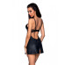 Бэби-долл из эко-кожи и кружева Passion LOONA CHEMISE L/XL, black - Фото №2