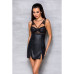 Бэби-долл из эко-кожи и кружева Passion LOONA CHEMISE L/XL, black - Фото №3