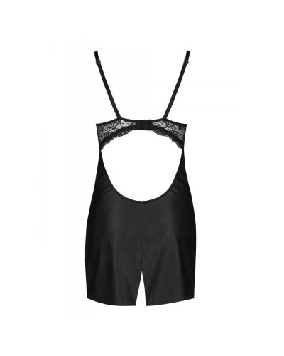 Бэби-долл из эко-кожи и кружева Passion LOONA CHEMISE L/XL, black - Фото №6