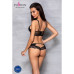 Комплект з еко-шкіри та мережива Passion LOONA SET S/M, black, бра і трусики - Фото №4