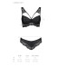 Комплект з еко-шкіри та мережива Passion LOONA SET XXL/XXXL, black, бра і трусики - Фото №7